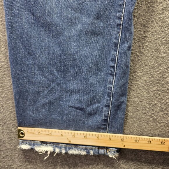 Good American Jeans Womens 22 Blue High Rise Straight Leg Raw Hem Denim Stretch - Picture 9 of 9